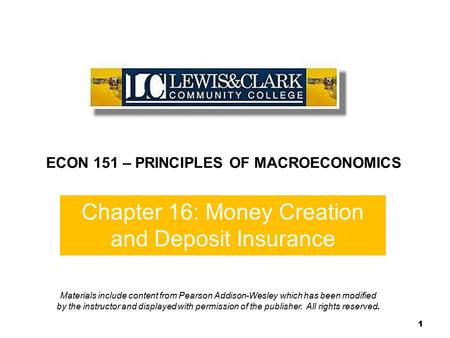 Chapter 16: Money Creation and Deposit Insurance