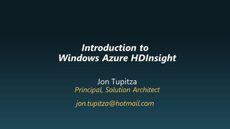 Introduction to Windows Azure HDInsight