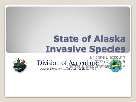Division of Agriculture Alaska Department of Natural Resources State of Alaska Invasive Species Brianne Blackburn (907) 745-8785