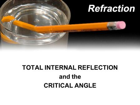 TOTAL INTERNAL REFLECTION and the CRITICAL ANGLE
