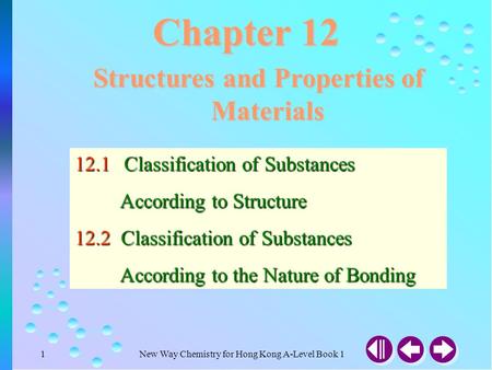 New Way Chemistry for Hong Kong A-Level Book 11 Chapter 12 Structures and Properties of Materials 12.1Classification of Substances According to Structure.
