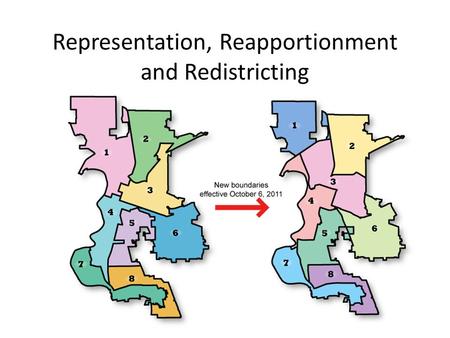 Representation, Reapportionment and Redistricting.