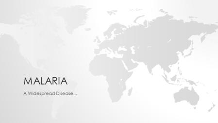 MALARIA A Widespread Disease.... RESEARCH PROJECT.