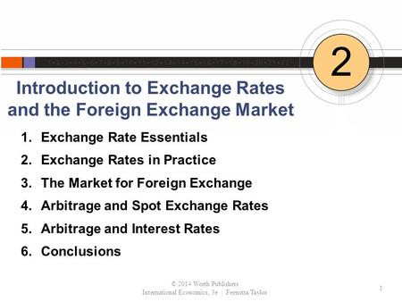 Introduction to Exchange Rates and the Foreign Exchange Market 2 1.Exchange Rate Essentials 2.Exchange Rates in Practice 3.The Market for Foreign Exchange.