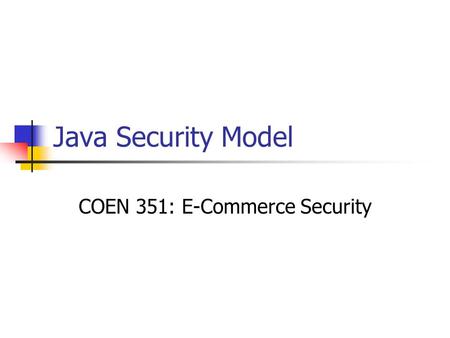 COEN 351: E-Commerce Security