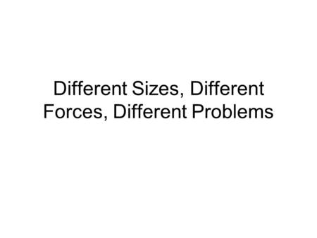 Different Sizes, Different Forces, Different Problems.