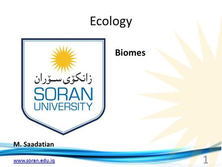 Www.soran.edu.iq Ecology M. Saadatian Biomes 1. www.soran.edu.iq World Biomes Tropical Rain forest.