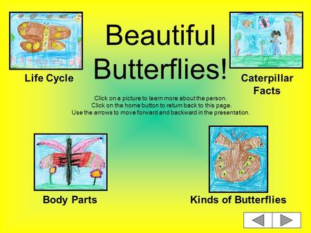 Beautiful Butterflies! Click on a picture to learn more about the person. Click on the home button to return back to this page. Use the arrows to move.