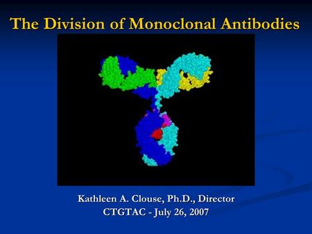The Division of Monoclonal Antibodies Kathleen A. Clouse, Ph.D., Director CTGTAC - July 26, 2007.