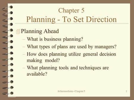 Chapter 5 Planning - To Set Direction