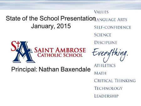 State of the School Presentation January, 2015