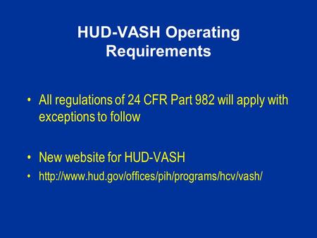 HUD-VASH Operating Requirements