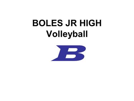 BOLES JR HIGH Volleyball B. COACHING STAFF Sarah Henley –Volleyball, Basketball, Track Sarah Holub –Volleyball, Basketball, Track Malissa Poole –Cross.