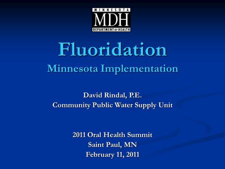 Fluoridation Minnesota Implementation