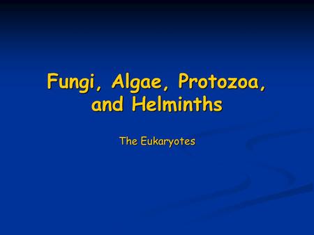 Fungi, Algae, Protozoa, and Helminths
