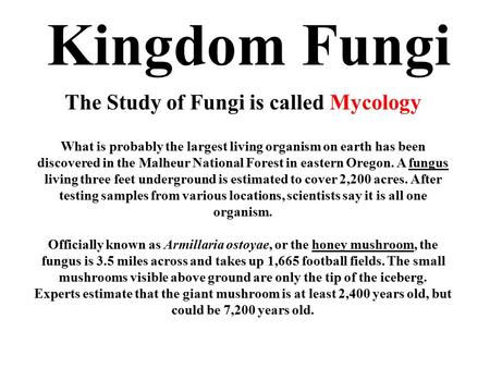 The Study of Fungi is called Mycology