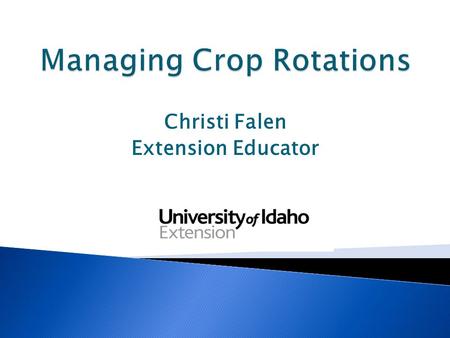 Christi Falen Extension Educator.  Critical for dairy cattle rations  Necessary for phosphorous (P) uptake  Need yield maximized for feed production.