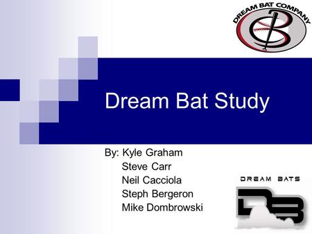 Dream Bat Study By: Kyle Graham Steve Carr Neil Cacciola Steph Bergeron Mike Dombrowski.