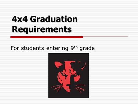 4x4 Graduation Requirements For students entering 9 th grade.