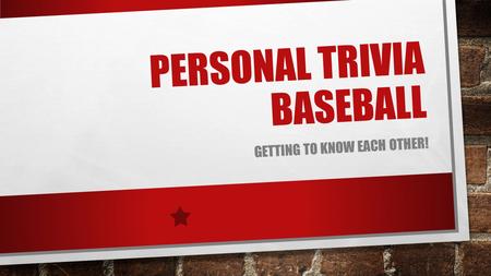 Personal Trivia Baseball