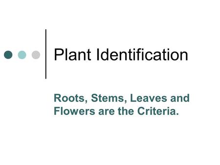 Roots, Stems, Leaves and Flowers are the Criteria.