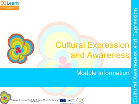 This project has been funded with support from the European Commission. Cultural Awareness and Expression Cultural Expression and Awareness Module Information.