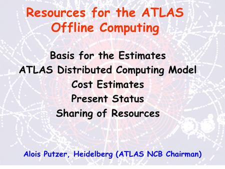 Resources for the ATLAS Offline Computing Basis for the Estimates ATLAS Distributed Computing Model Cost Estimates Present Status Sharing of Resources.
