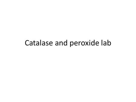 Catalase and peroxide lab