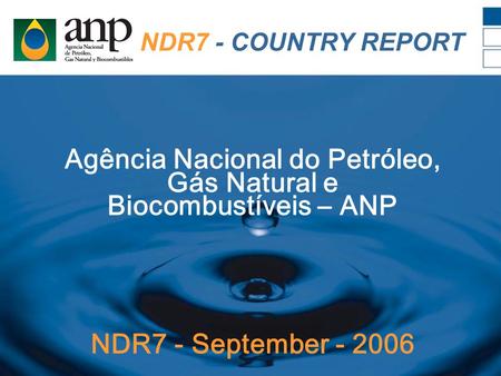 NDR7 - COUNTRY REPORT Agência Nacional do Petróleo, Gás Natural e Biocombustíveis – ANP NDR7 - September - 2006.