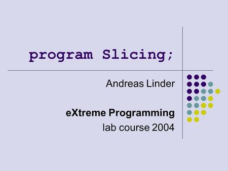 Program Slicing; Andreas Linder eXtreme Programming lab course 2004.