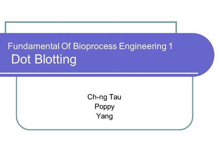 Fundamental Of Bioprocess Engineering 1 Dot Blotting Ch-ng Tau Poppy Yang.