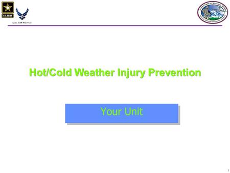 1 Hot/Cold Weather Injury Prevention Your Unit. 22 oDefensive Position - Static oAge 40 oFatigue level oTraining and experience oNutrition, activity,