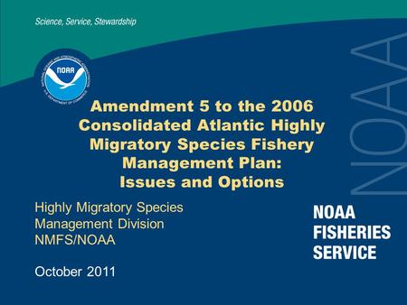 Amendment 5 to the 2006 Consolidated Atlantic Highly Migratory Species Fishery Management Plan: Issues and Options Highly Migratory Species Management.