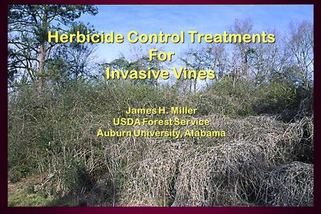 Herbicide Control Treatments For Invasive Vines Invasive Vines James H. Miller USDA Forest Service Auburn University, Alabama.