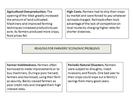 REASONS FOR FARMERS’ ECONOMIC PROBLEMS