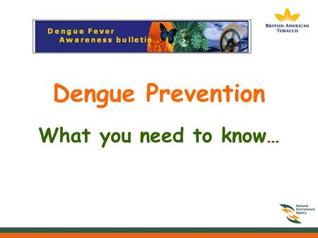 Dengue Prevention What you need to know…. What is dengue fever? Dengue Fever is an illness caused by infection with a virus transmitted by the Aedes mosquito.
