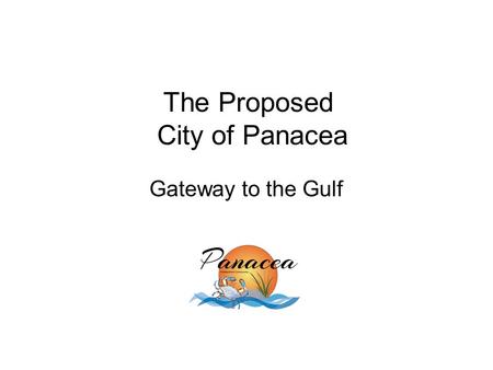 The Proposed City of Panacea Gateway to the Gulf.