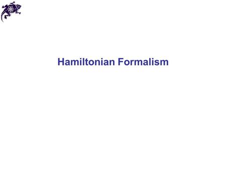 Hamiltonian Formalism