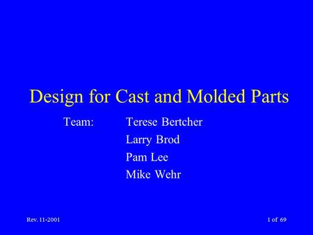 Design for Cast and Molded Parts
