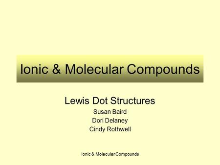 Ionic & Molecular Compounds