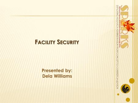 F ACILITY S ECURITY Presented by: Dela Williams. 2.