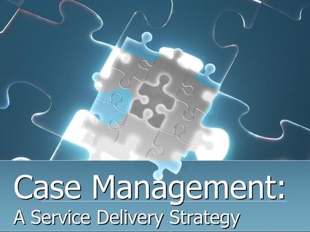 Case Management: A Service Delivery Strategy. 1. Conduct an assessment interview 2. Develop and maintain a network of services and support 3. Create and.