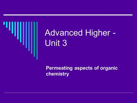 Advanced Higher - Unit 3 Permeating aspects of organic chemistry.
