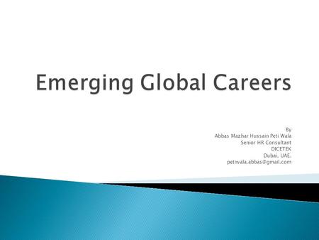 Emerging Global Careers