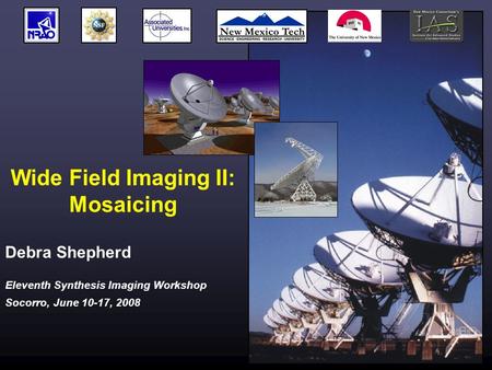 Eleventh Synthesis Imaging Workshop Socorro, June 10-17, 2008 Wide Field Imaging II: Mosaicing Debra Shepherd.