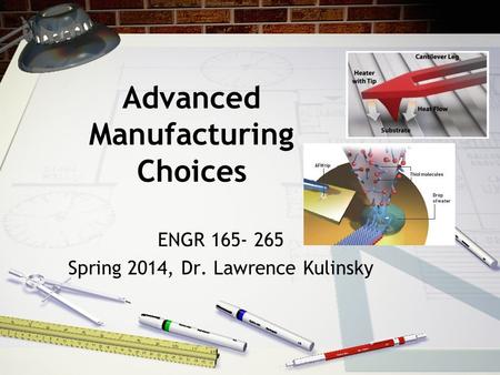 Advanced Manufacturing Choices ENGR 165- 265 Spring 2014, Dr. Lawrence Kulinsky.