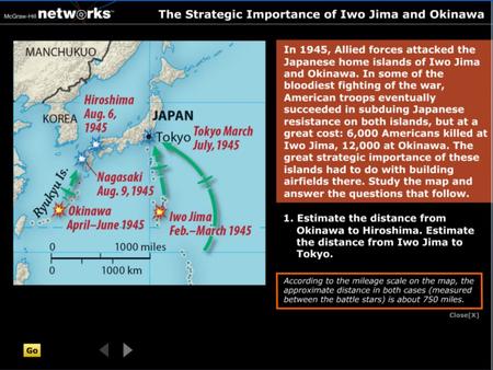 Discussion  Why do you think the United States didn't stage a direct assault on Japan, instead attacking various islands in the Pacific Ocean? Japan.