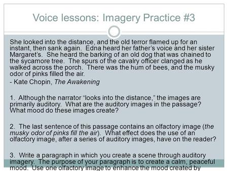 Voice lessons: Imagery Practice #3