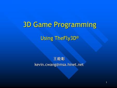 3D Game Programming Using TheFly3D©