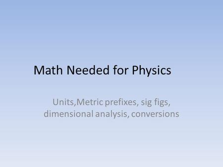 Math Needed for Physics